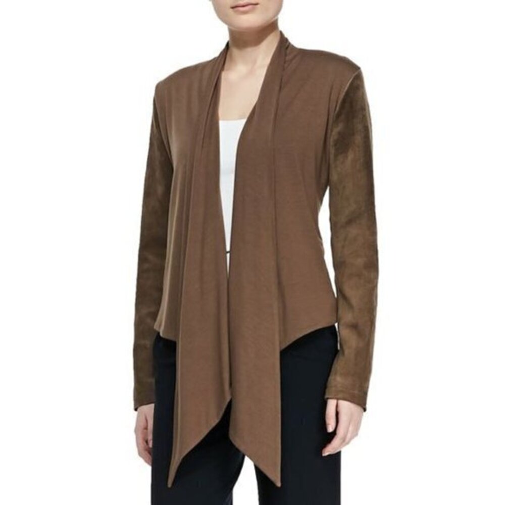 Bagatelle Waterfall Drape-Front Suede Jacket
